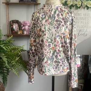 Cider 2XL White Floral Long Sleeve Top Shirt